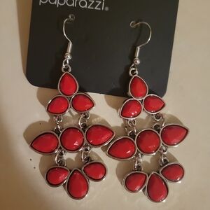 Paparazzi Bold Red and Silver Earrings
